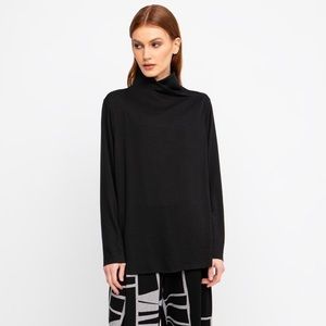 OZAI N KU Jersey Long Sleeve Top Stretchy Cotton Modal Pullover In Black Size S